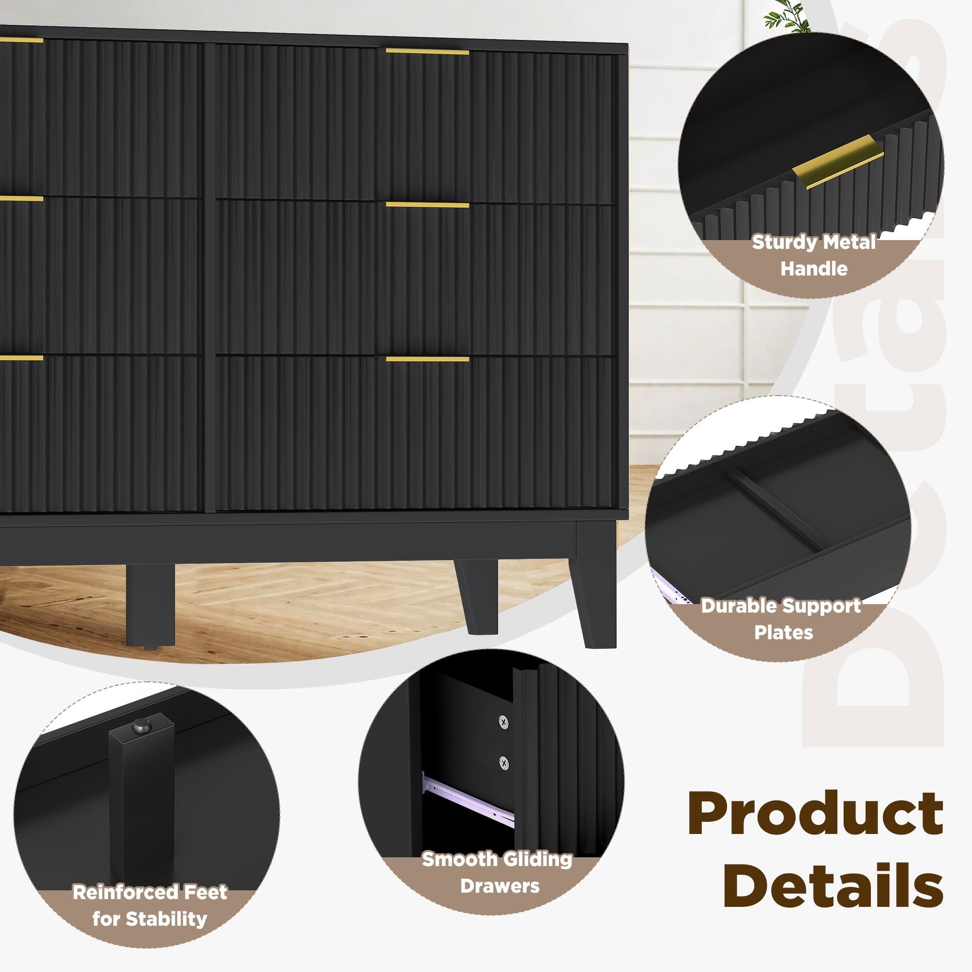 - Reinforced Feet for Stability
- Smooth Gliding Drawers
- Sturdy Metal Handle
- Durable Support Plates

Product Details