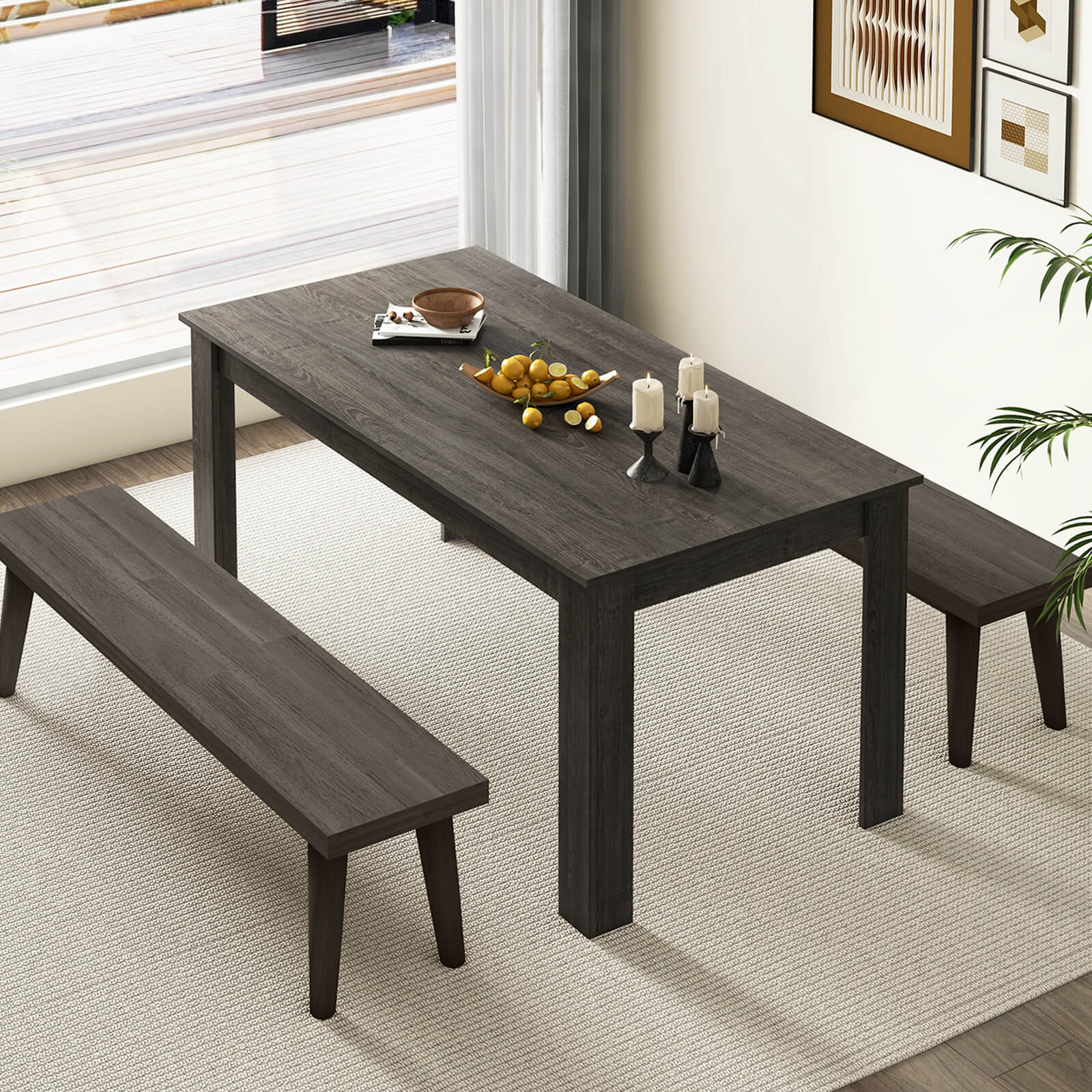 Alt View 1. Costway - Costway 63" Dining Table Rectangular Modern Kitchen Table For 6 People Home Furniture - Gray.
