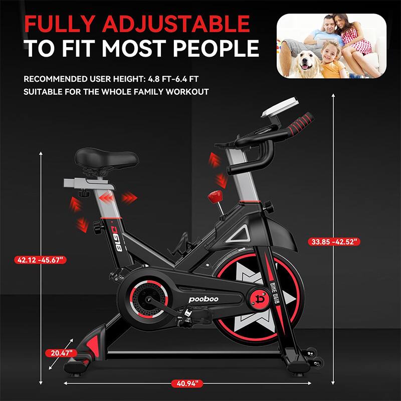 FULLY ADJUSTABLE TO FIT MOST PEOPLE  
RECOMMENDED USER HEIGHT: 4.8 FT-6.4 FT  
SUITABLE FOR THE WHOLE FAMILY WORKOUT  

42.12 - 45.67"  
33.85 - 42.52"  
20.47"  
40.94"
