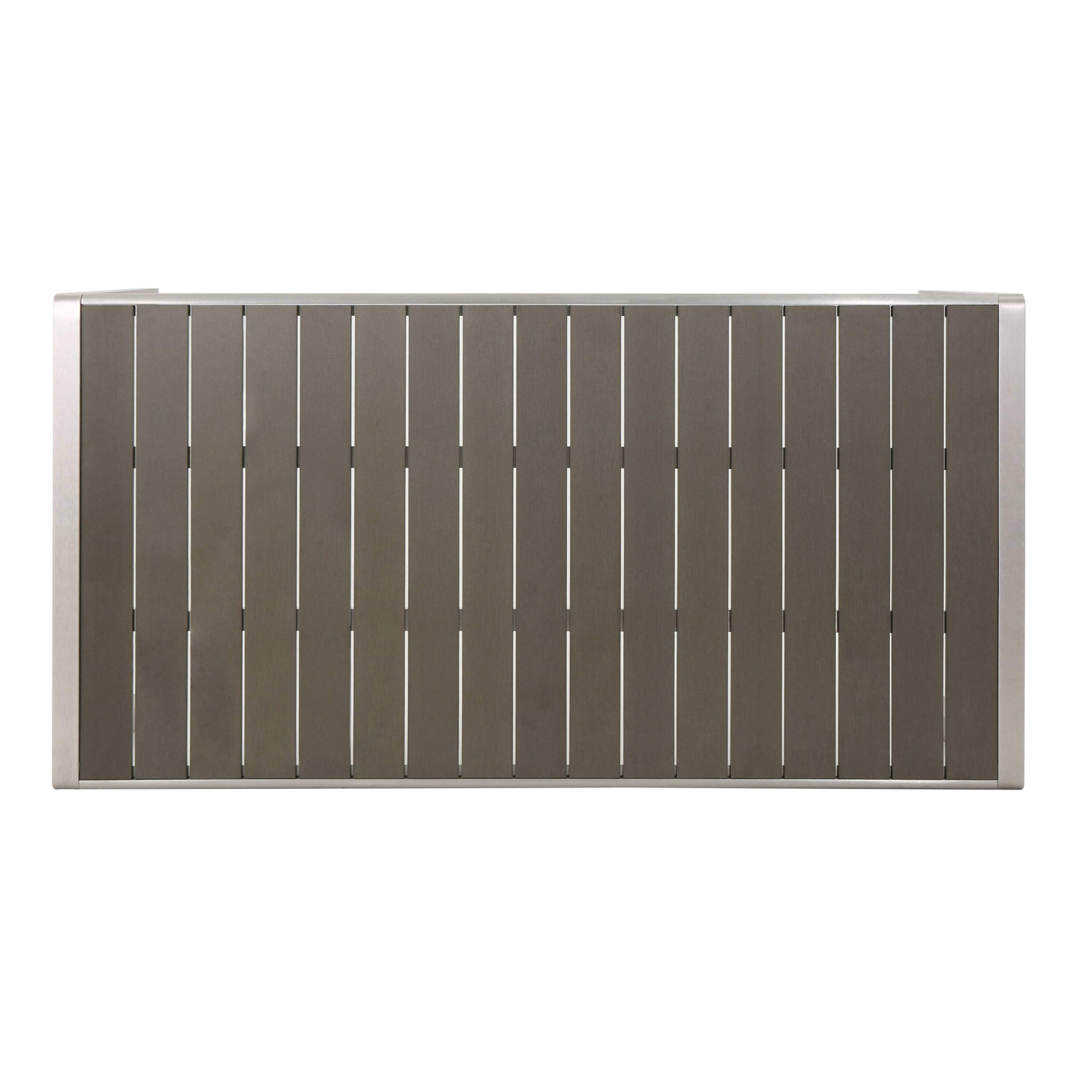 Alt View 4. APRILSOUL - Coral Outdoor Aluminum Dining Table Faux Wood Top Gray Finish Grey - Grey,Silver.