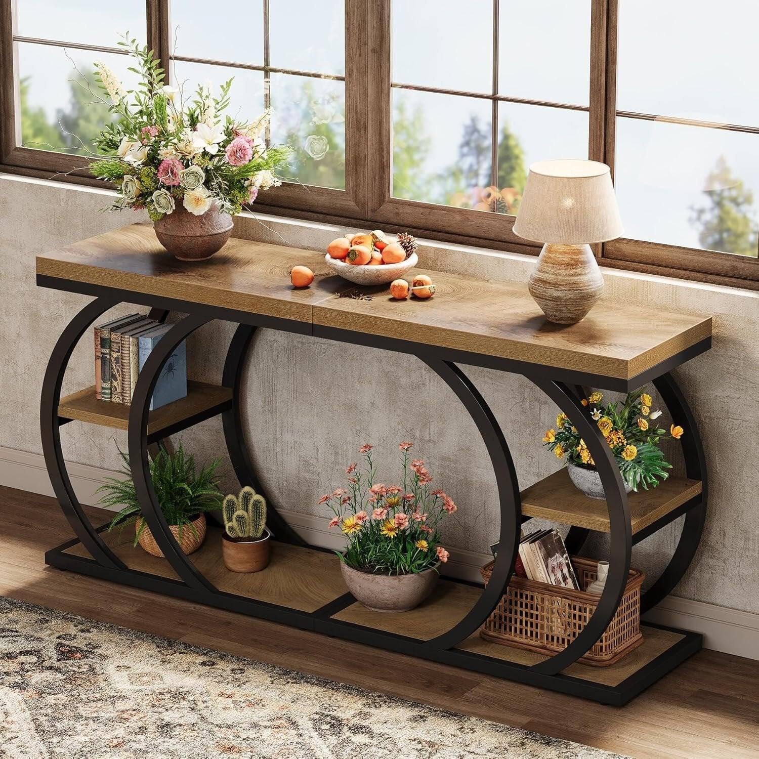 Tribesigns End Table with Engineered Wood Construction, Wood Grain ...