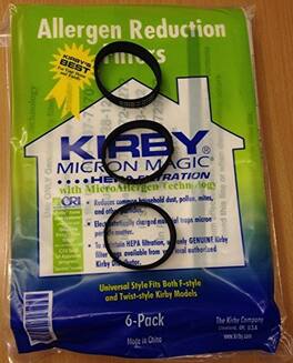 Kirby - 6 Universal HEPA Cloth Bags #204811 + 3 Belts #301291 – Genuine OEM
