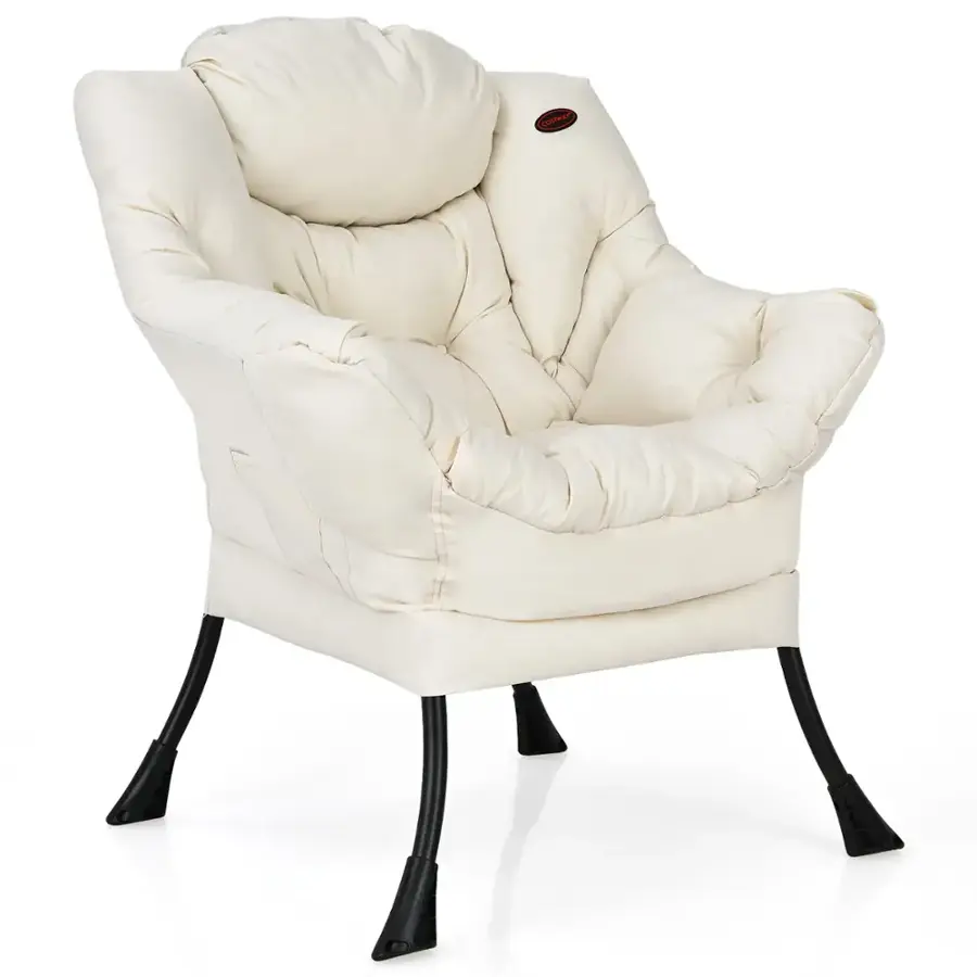 Alt View 18. Costway - Modern Polyester Lazy Sofa Chair with Side Pocket - Beige.