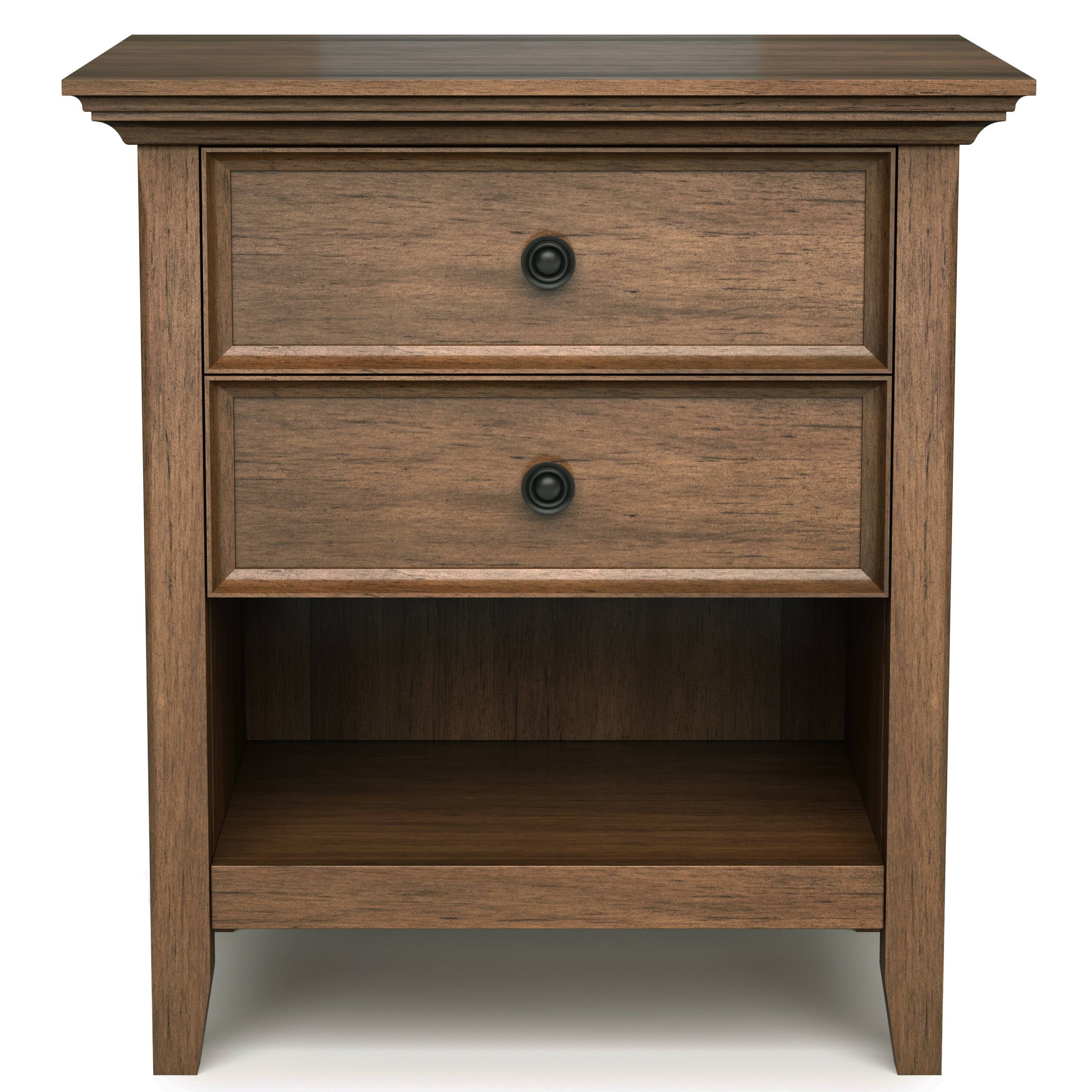 Left. Simpli Home - Amherst Bedside Table - Rustic Natural Aged Brown.