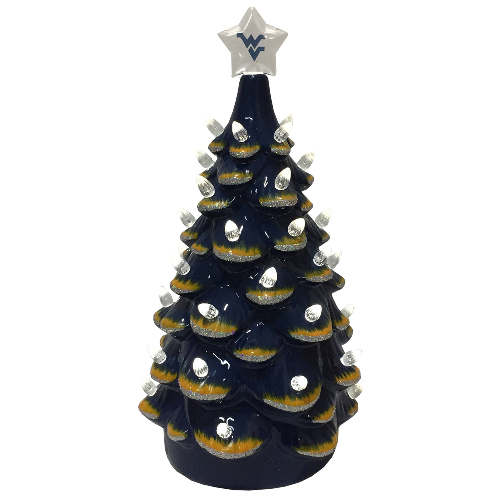 Santa's Workshop - West Virginia Mountaineers 14'' Ceramic Tree - Blue