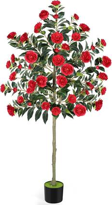 Oumilen - 6FT Artificial Camellia Flowers Tree