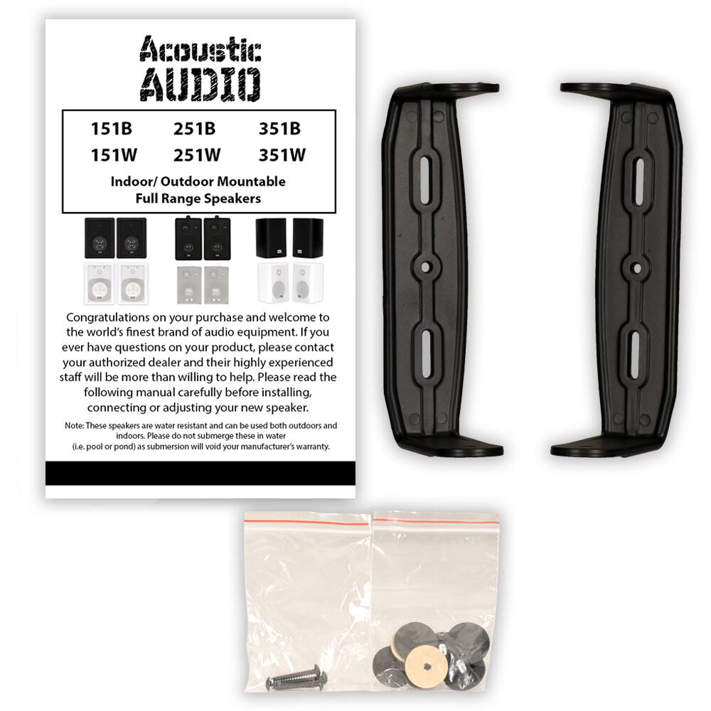 Acoustic AUDIO

151B 251B 351B  
151W 251W 351W  
Indoor/Outdoor Mountable Full Range Speakers

Congratulations on your purchase and welcome to the world's finest brand of audio equipment. If you ever have questions on your product, please contact your authorized dealer and their highly experienced staff will be more than willing to help. Please read the following manual carefully before installing, connecting or adjusting your new speaker.

Note: These speakers are water resistant and can be used both outdoors and indoors. Please do not submerge these in water (i.e. pool or pond) as submersion will void your manufacturer's warranty.