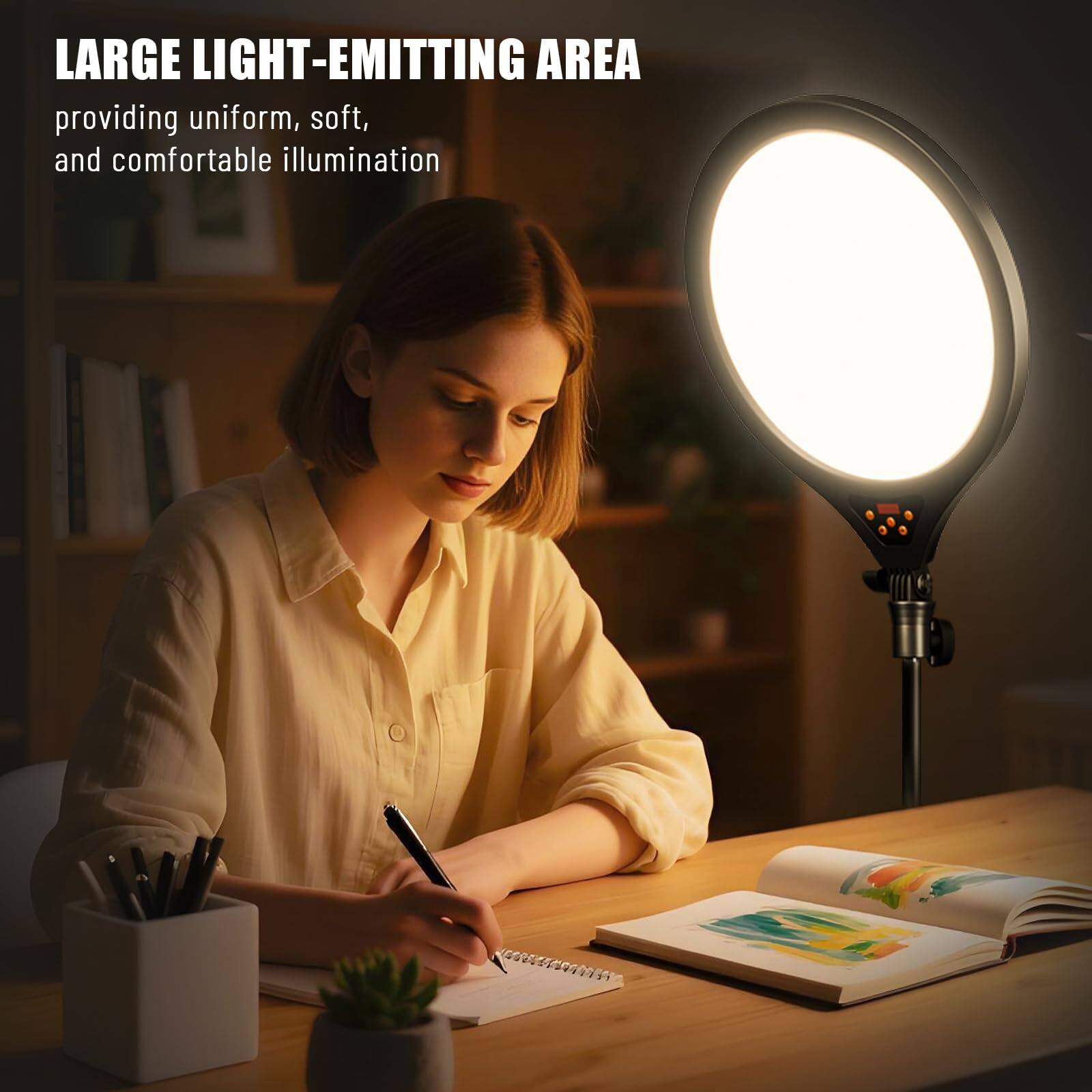 LARGE LIGHT-EMITTING AREA  
providing uniform, soft, and comfortable illumination