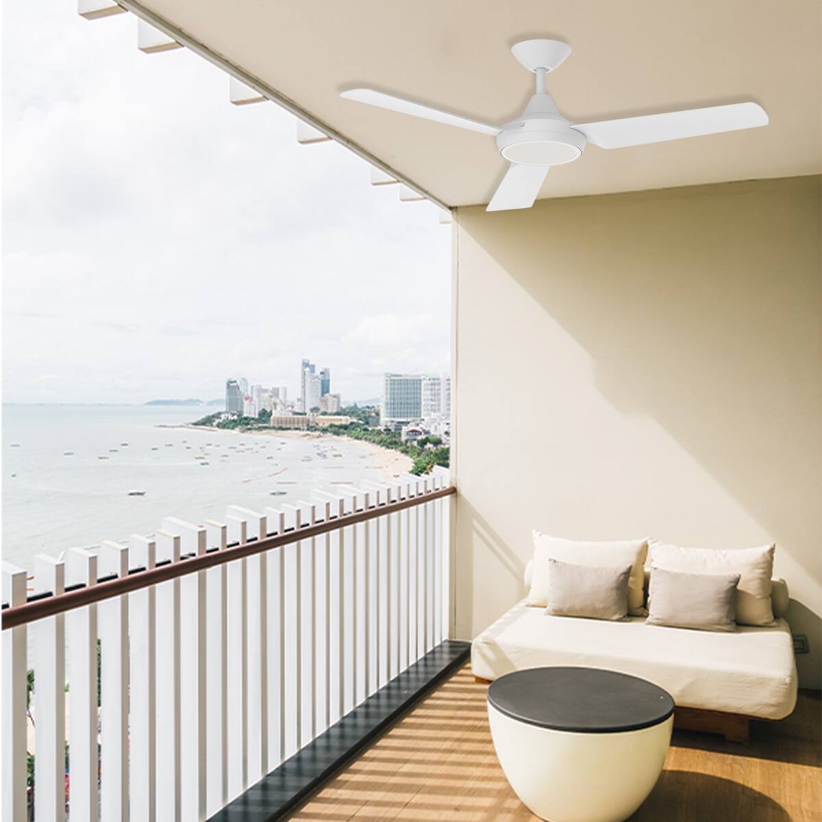 Alt View 9. ENLIGHT - 52" Smart DC Ceiling Fan, CCT & Dimmable Light, Efficient + Quiet DC Motor, Reverse Mode, Matter, 3 Blade, Damp Rated - White.