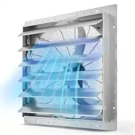 VEVOR - 30 Inch Shutter Exhaust Fan Wall Mounted Automatic Louvers Sturdy Steel Housing, Low Noise, AC Motor - Silver