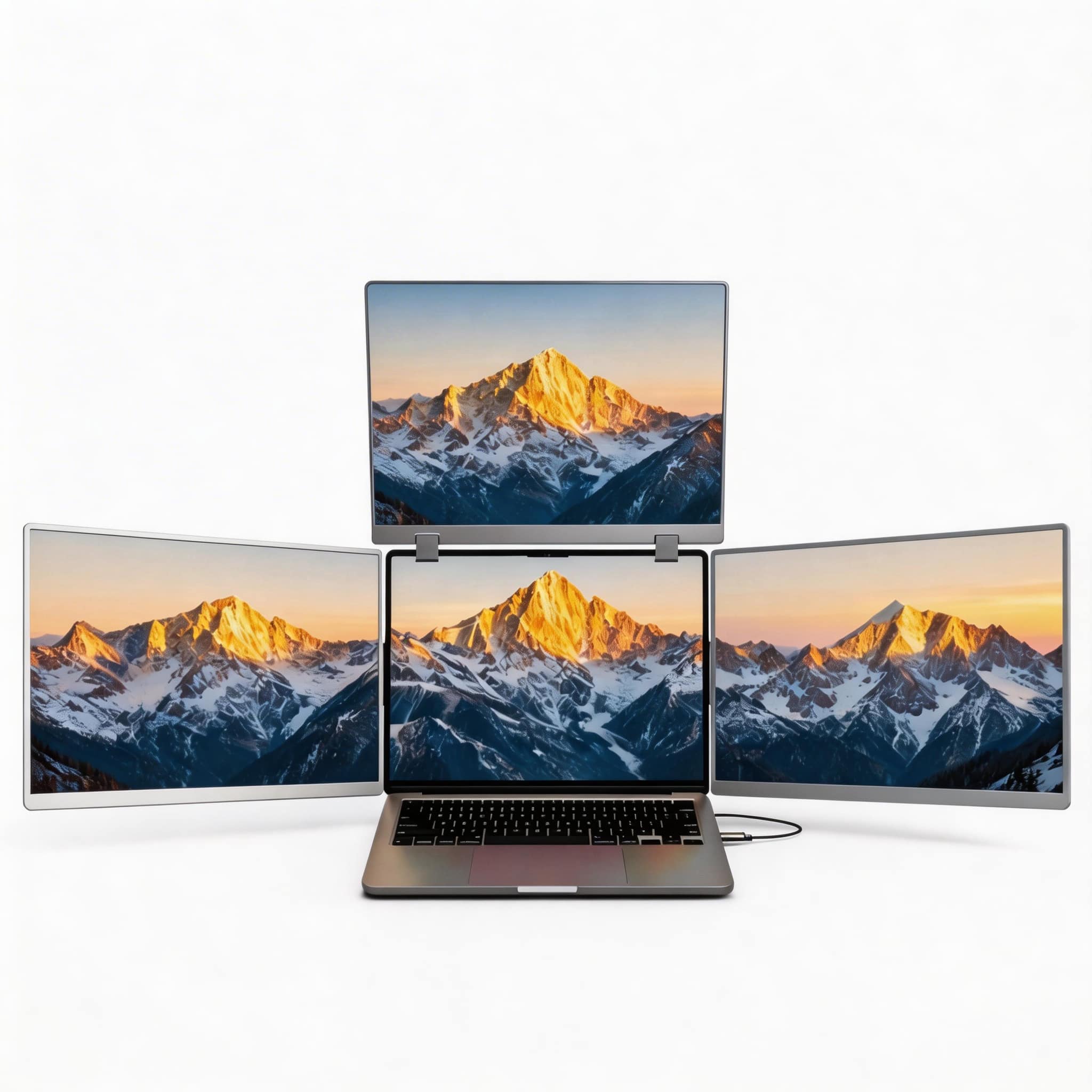 INVZI - MagHub Quad 14” Laptop Screen Extender – 3 Portable FHD IPS Monitors, USB-C Plug & Play, 4-Screen Setup