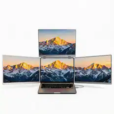 Front. INVZI - INVZI MagHub Quad 14” Laptop Screen Extender – 3 Portable FHD IPS Monitors, USB-C Plug & Play, 4-Screen Setup.