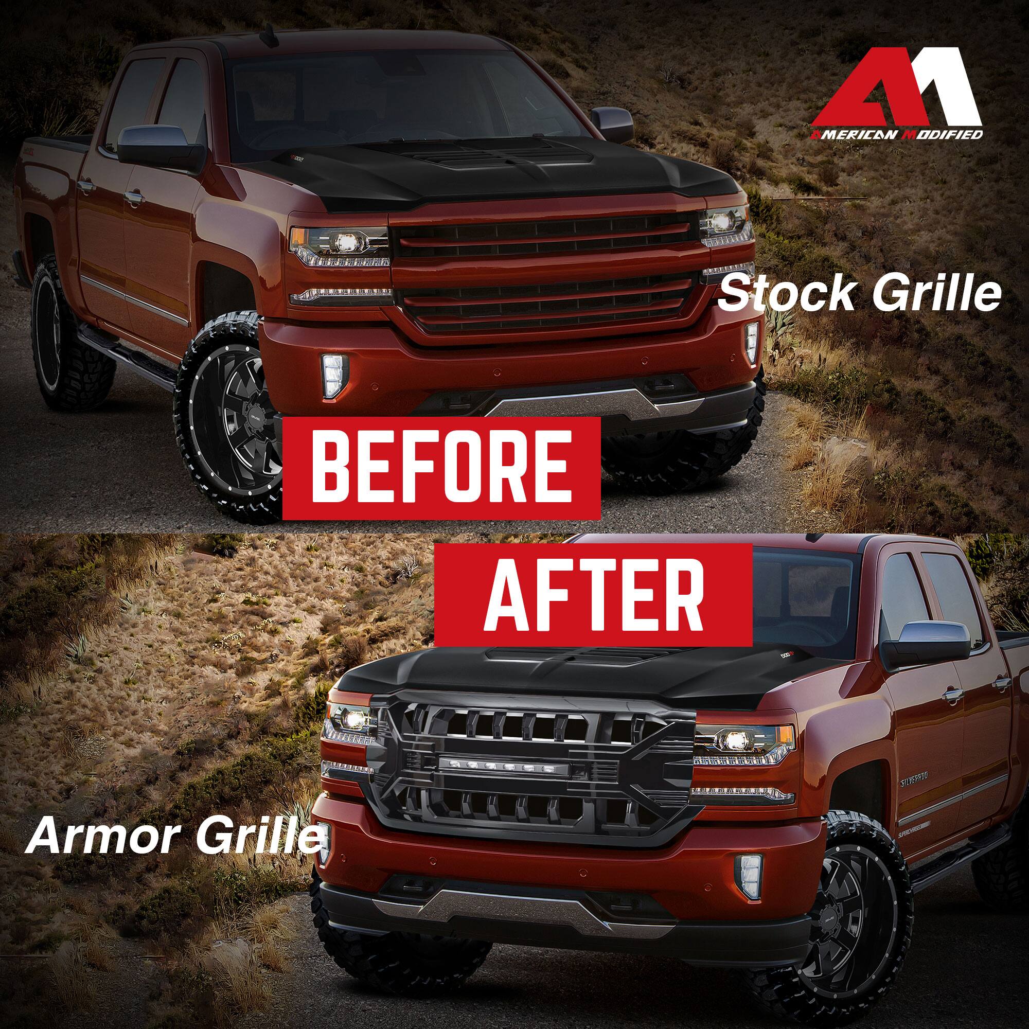 **Before**

Stock Grille

**After**

Armor Grille

American Modified