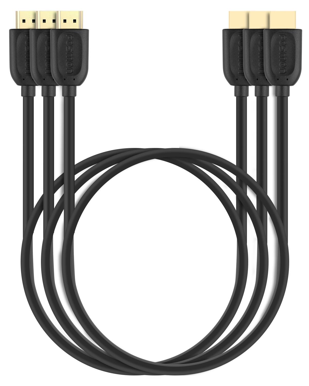 Fosmon - 4K Short HDMI Cable 3FT HDMI Cord 3-Pack, 30AWG HDMI to HDMI Cable, HDMI 2.0 Cable 4K@60Hz 18Gbps Cable for Nintendo PS5 - Black