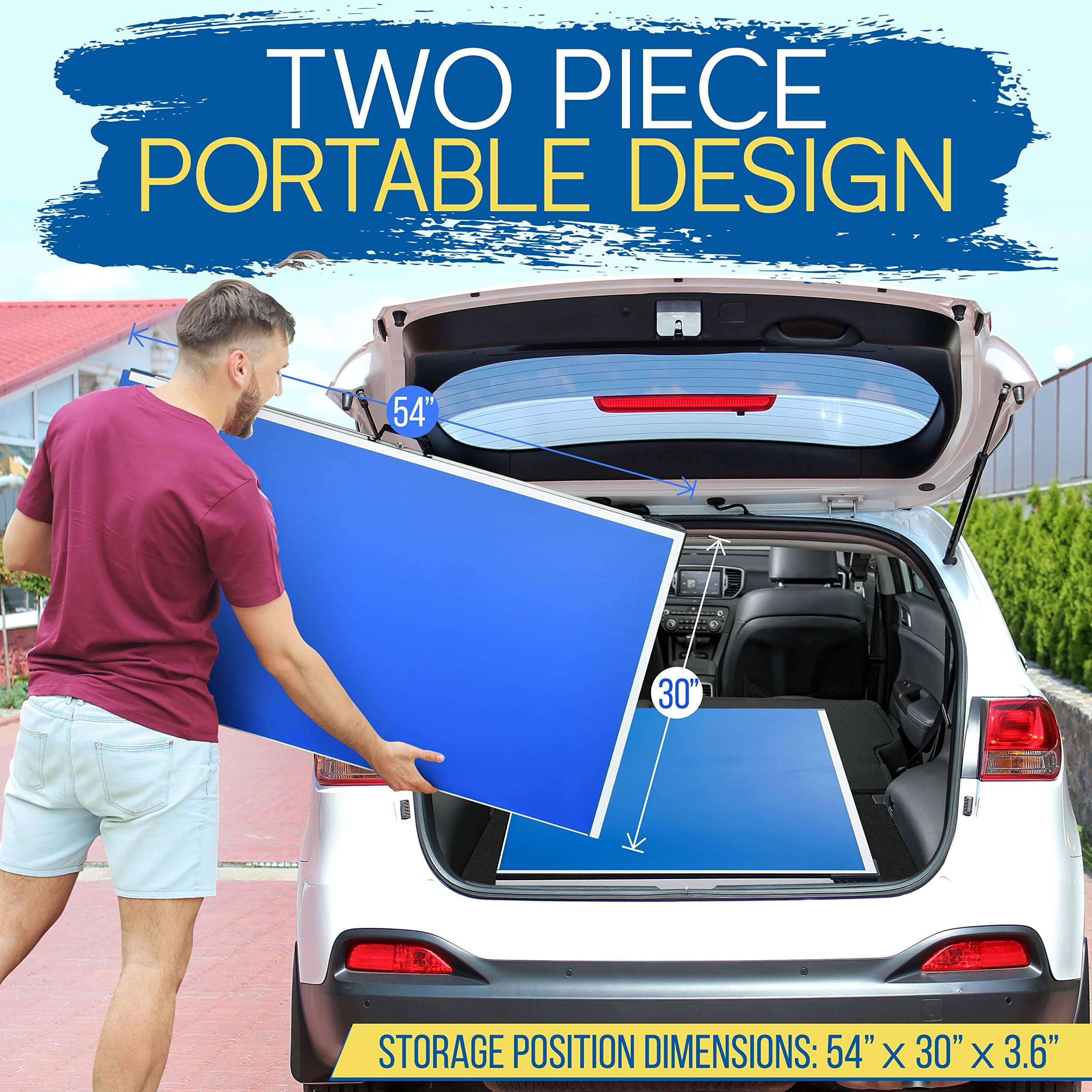 TWO PIECE PORTABLE DESIGN  
STORAGE POSITION DIMENSIONS: 54" X 30" X 3.6"