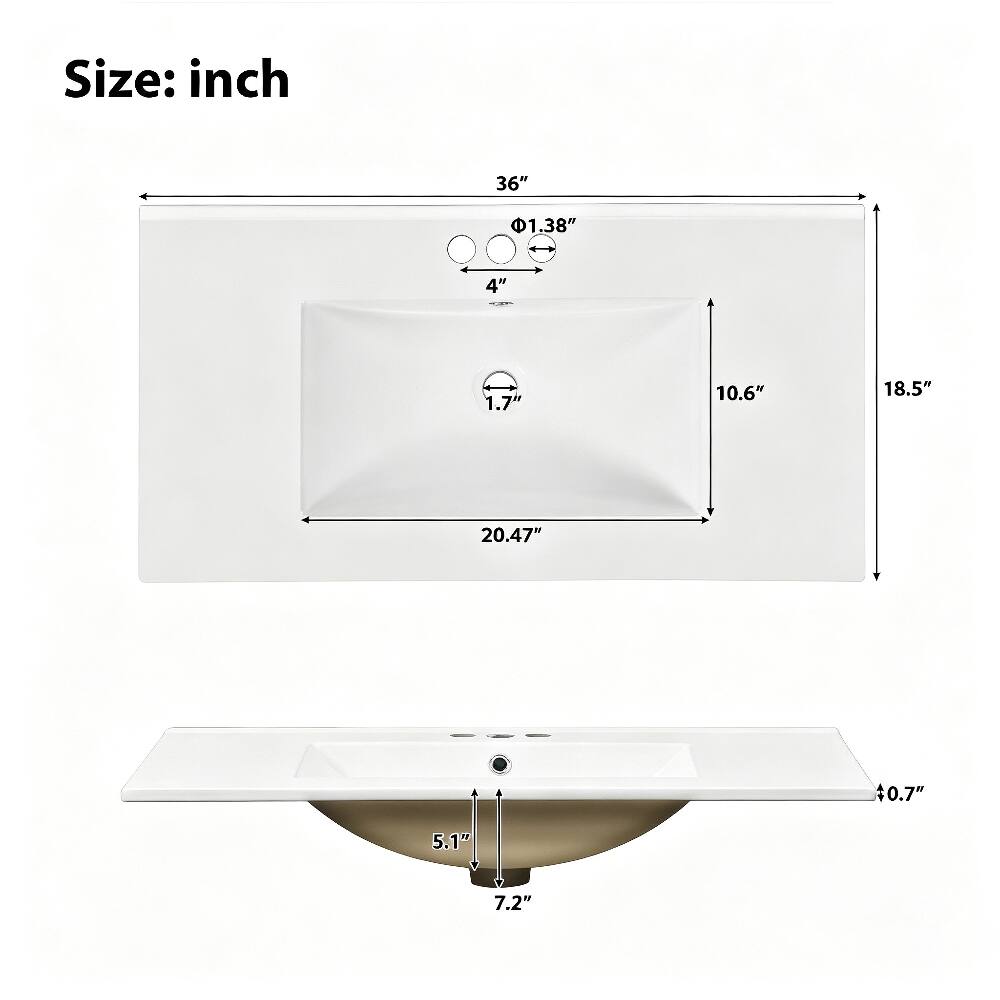 Size: inch  
36"  
01.38"  
4"  
1.7"  
10.6"  
18.5"  
20.47"  
0.7"  
5.1"  
7.2"