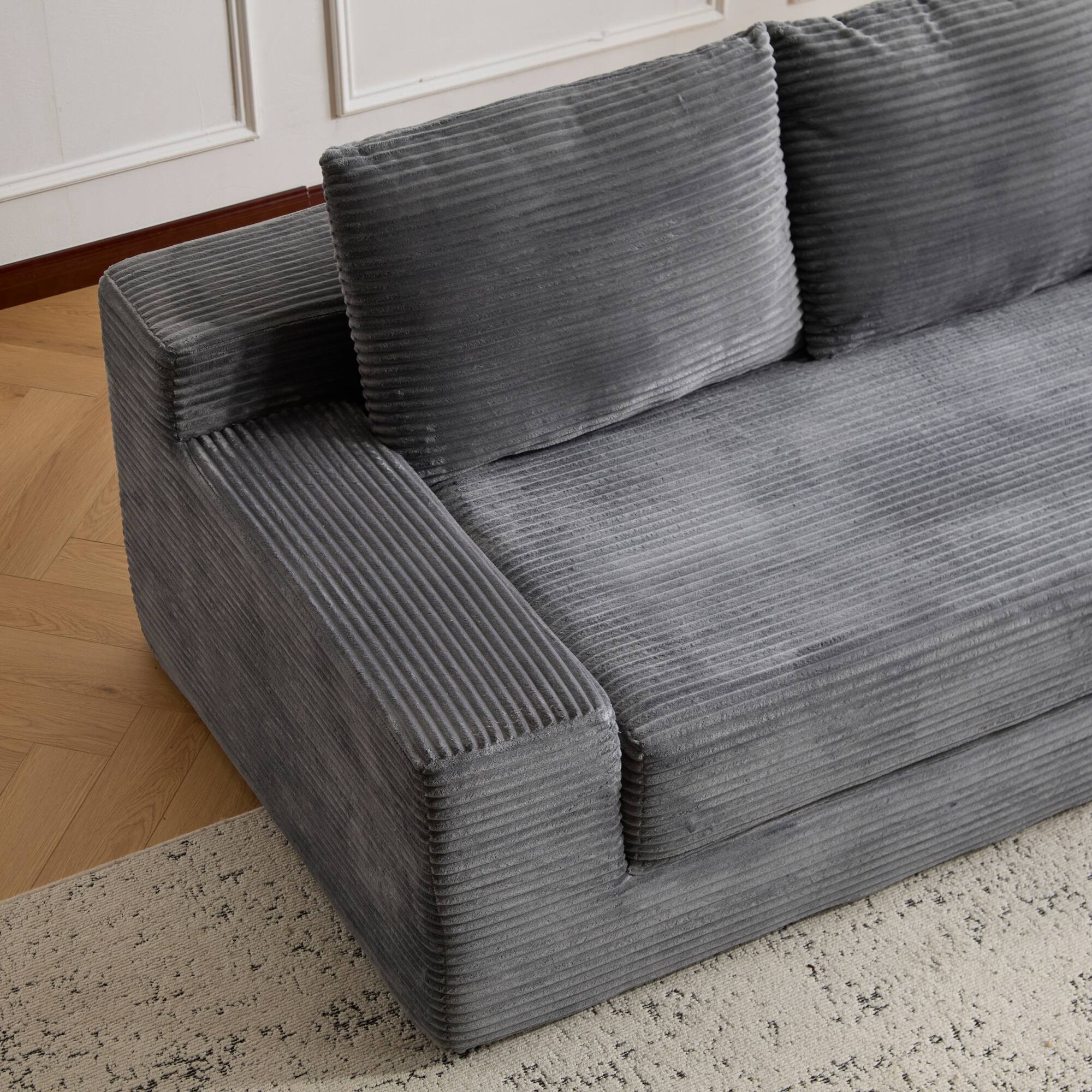 Alt View 9. GOODSILO - Modern Corduroy Loveseat Sofa Bed | Reversible Cushions & Deep Seating for Compact Spaces - Dark Grey.