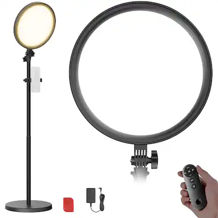 Front. Neewer - Basics 12" 24W Large Ring Light with Stand & Phone Holder, CRI98.