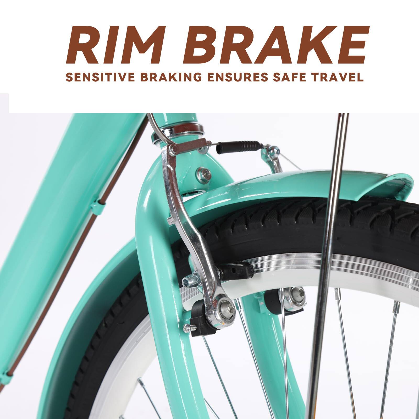 RIM BRAKE  
SENSITIVE BRAKING ENSURES SAFE TRAVEL