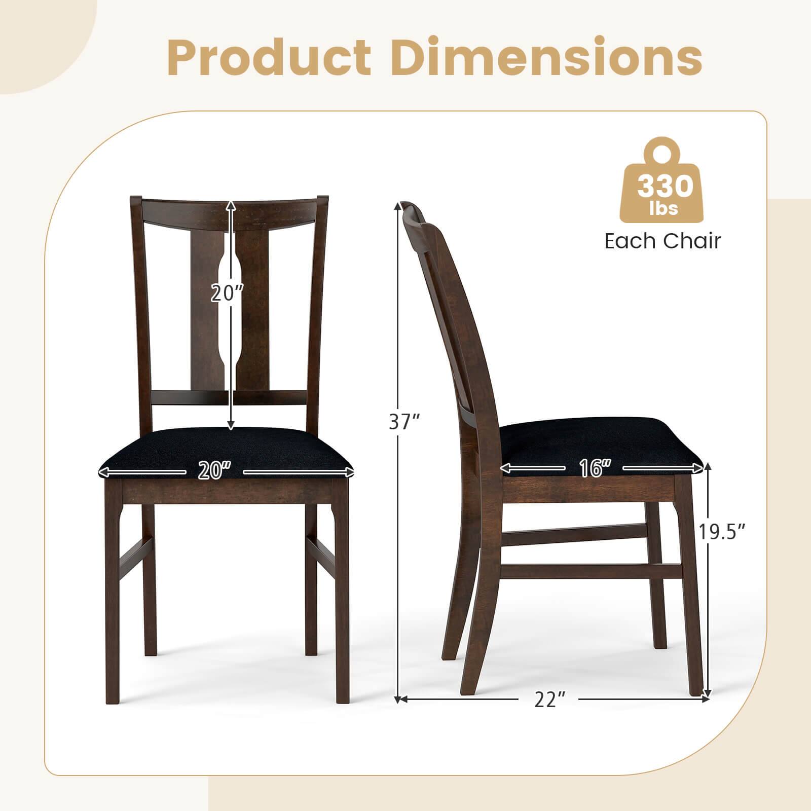 Product Dimensions  
330 lbs Each Chair  
20" x 37" x 20" x 16" x 19.5" x 22"