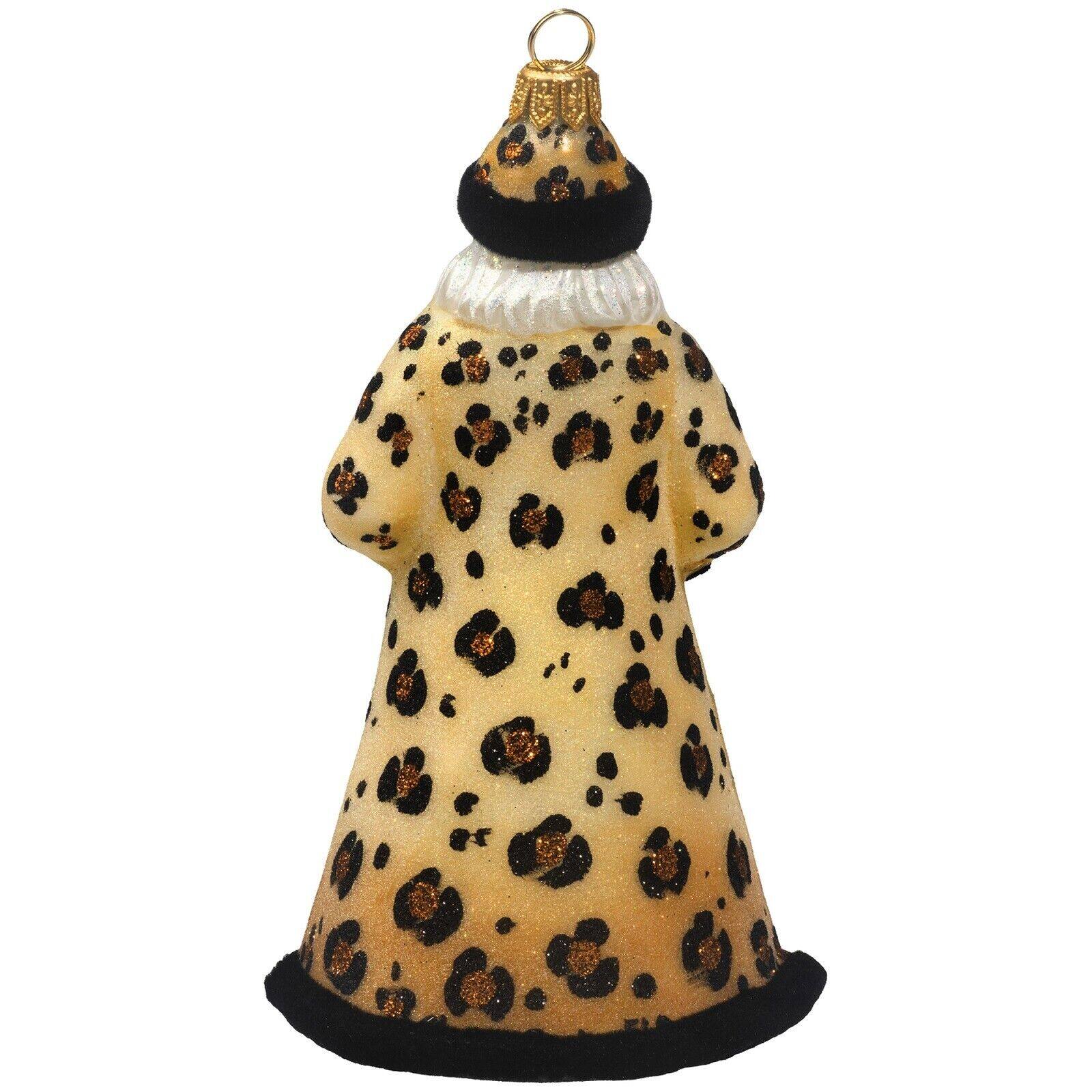 Angle. Joy to the World Collectibles - Joy to the World Glitterazzi Leopard Santa Polish Glass Christmas Ornament - Multicolor.