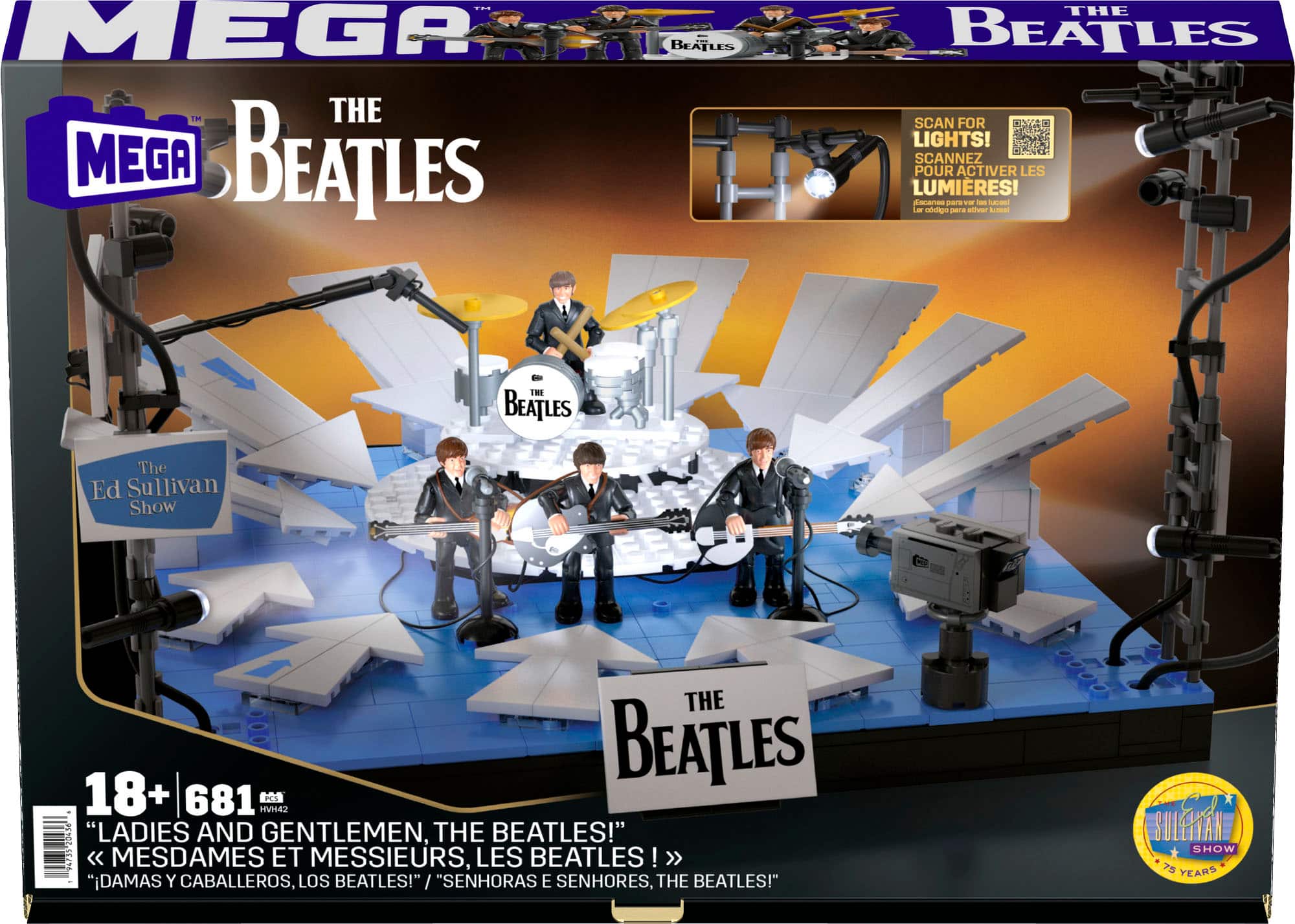 Mega The Beatles: The Beatles
Scan for lights!
Scannez pour activer les lumières!
Scenes par T - La Codue pr antver Acoea ENE BEATLES The Ed Sullivan Show
The 18+ Beatles 681 EM HVH42
"Ladies and Gentlemen, The Beatles!"
"Senhoras e Senhores, The Beatles!"
"Damas y Caballeros, Los Beatles!"
(Note: The text is in French, but the main focus is on the Mega The Beatles and the associated activities.)