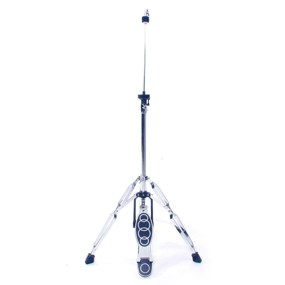 Front. Winado - Drum HI-HAT Cymbal Stand Double Braced Chrome High Hat Silver & Black.