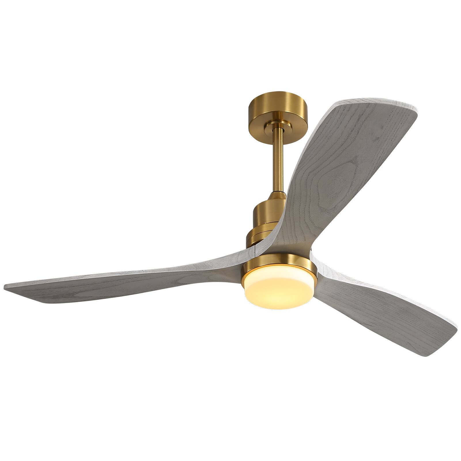 Left. Sofucor - Gold Modern Ceiling Fans with Light 52 Inch Indoor Outdoor 6 Adjustable Speeds Low Profile Wood Ceiling Fan For Bedro - Gold Grey Wood.