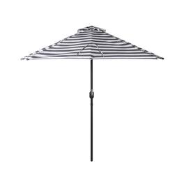 WestinTrends - Lanai 9 ft. Aluminum Half Market Crank Lift Patio Umbrella - Black/White