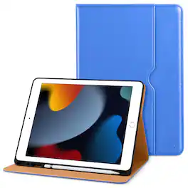 DTTO - Case for iPad 9th/8th/7th Generation 10.2 Inch 2021/2020/2019, Premium Leather Folio Stand - Auto Wake/Sleep - Royal Blue