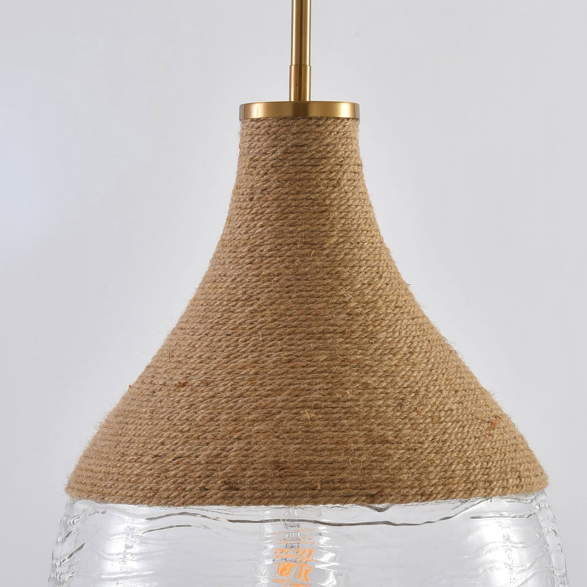 Alt View 10. Parrot Uncle - 1-Light Natural Modern Brass Hand-Woven Hemp Rope Hanging Lamp Pendant Light - Brass.