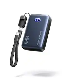 INIU - Pocket Pro 10K 45W Power Bank with Detachable USB-C Cable (IN&OUT) for iPhone, Samsung etc - Black - Front_Zoom