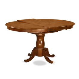 East West Furniture - PORT5-SBR-C 5 Pc Dining room set for 4-Oval Dining Table with Leaf and 4 Dining Chairs - Saddle Brown