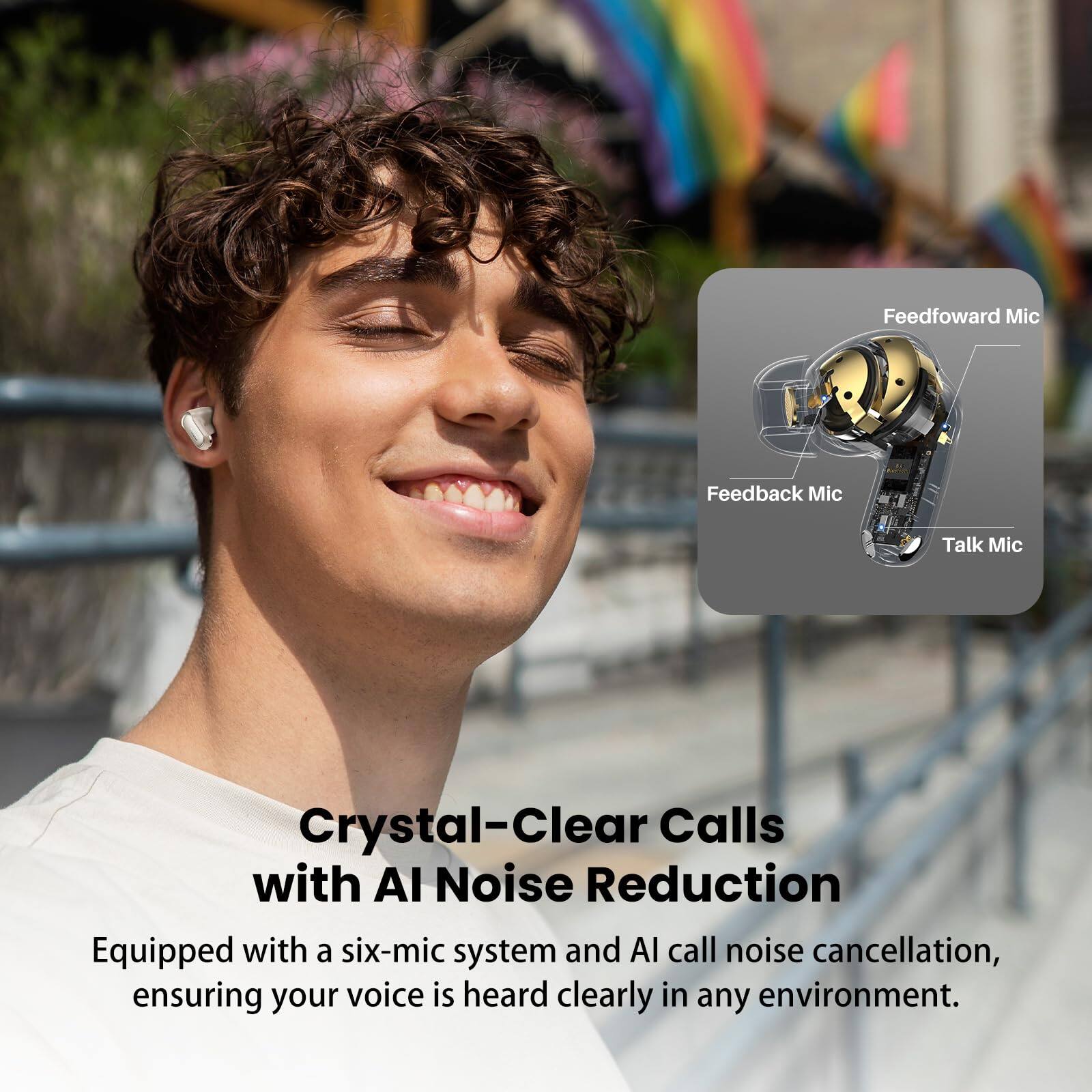 Crystal-Clear Calls with AI Noise Reduction

Equipped with a six-mic system and AI call noise cancellation, ensuring your voice is heard clearly in any environment.