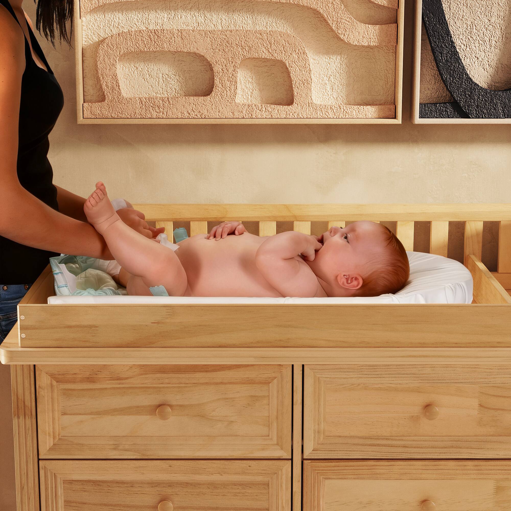 Alt View 6. Homsee - Baby Changing Table Dresser with Drawers Solid Wood Nursery Organizer Diaper Storage Cabinet with Anti-Tip Safety Design - Wooden.