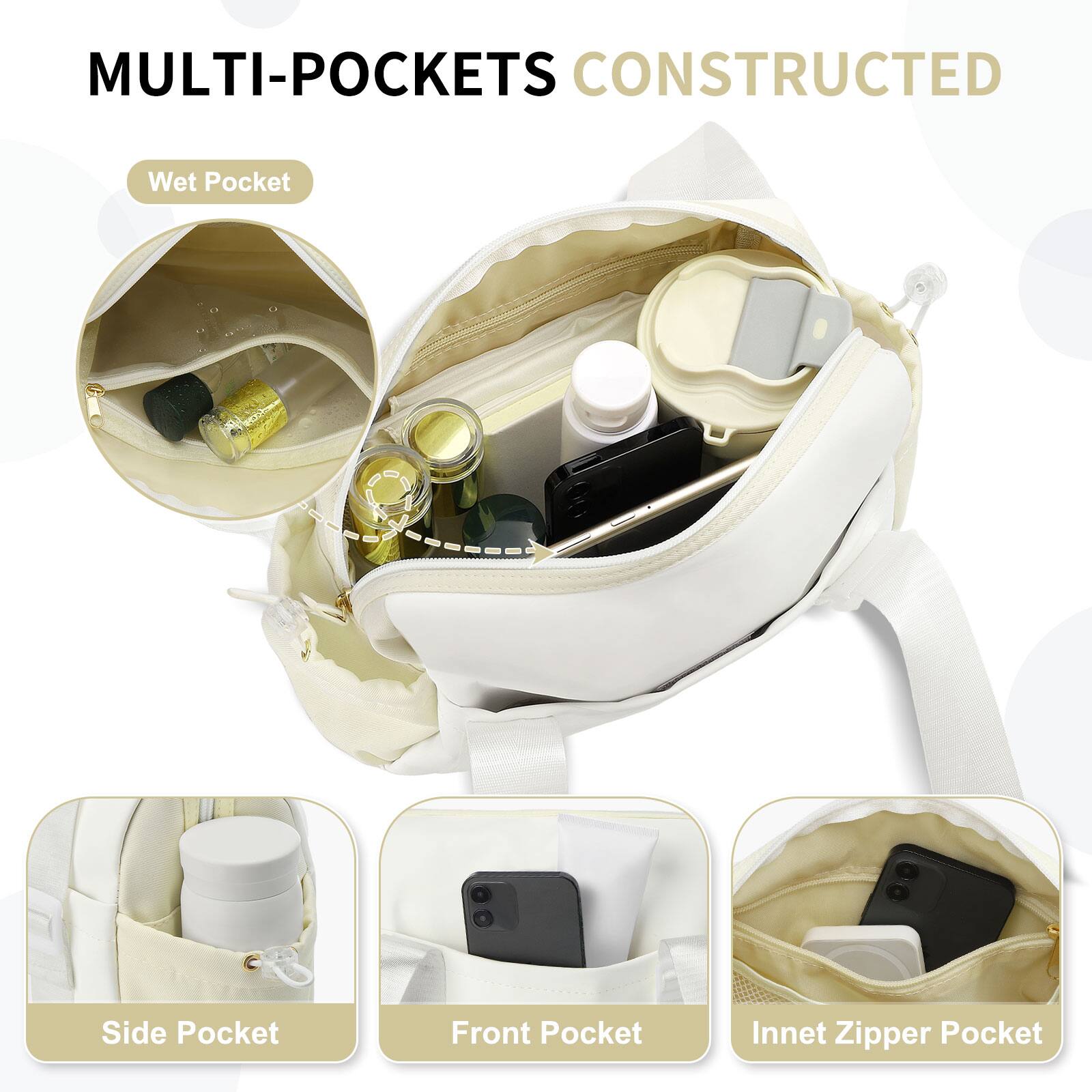 MULTI-POCKETS CONSTRUCTED

- Wet Pocket
- Side Pocket
- Front Pocket
- Innet Zipper Pocket