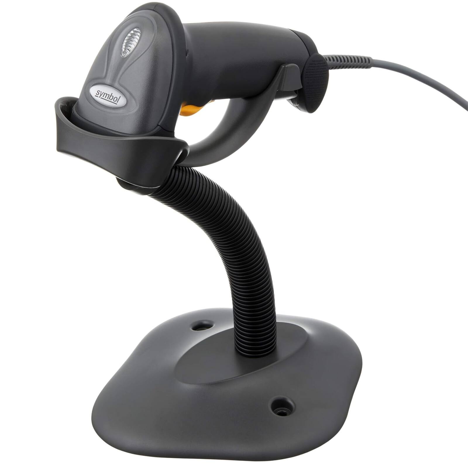 Front. Zebra - Symbol LS2208 USB Handheld 1D Laser Barcode Scanner with Gooseneck Stand and Cable, POS & Inventory - Black.