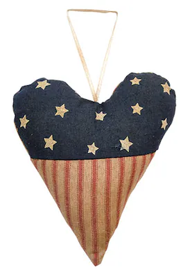 BreeBe - Americana Heart Ornament - Red, White, Blue
