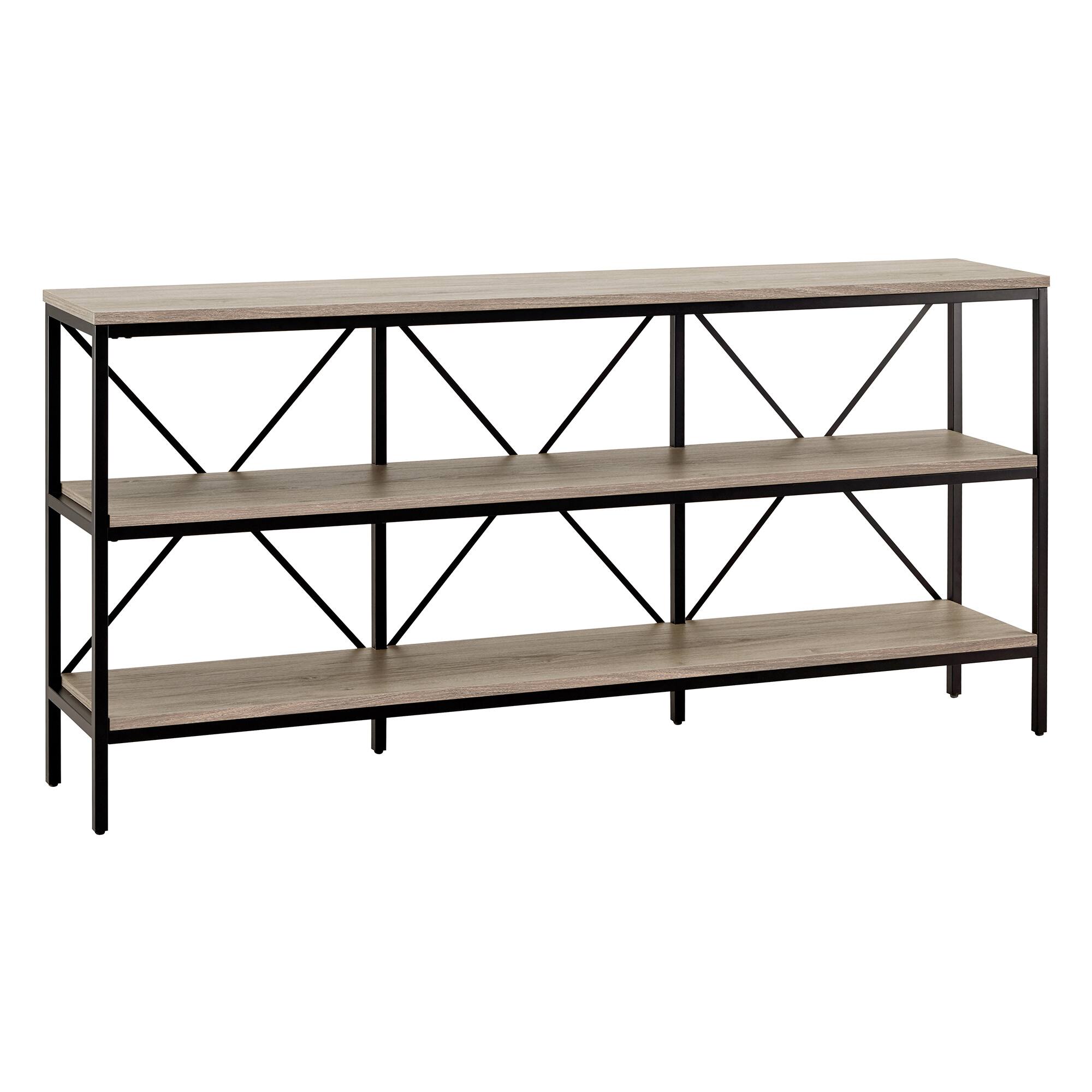 Angle. Camden&Wells - Kira Console Table - Blackened Bronze/Antiqued Gray Oak.