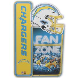 Open Road Brands - Los Angeles Chargers 13" x 19.5" Fan Zone Metal Sign - Blue