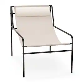 Costway - 1PC Patio Sling Lounge Chair with Removable Headrest Pillow Breathable Seat Balcony - Beige