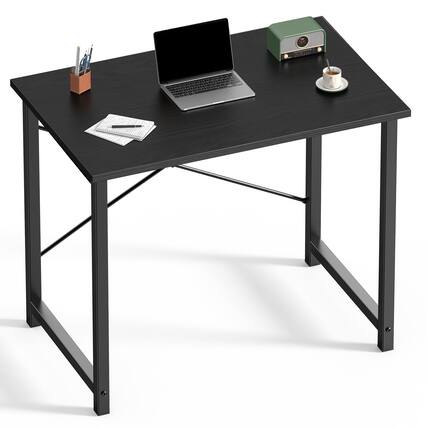 Front. Dazzed Corner - 32 in Small Computer Desk for Home Office, Modern Simple Style - Black.
