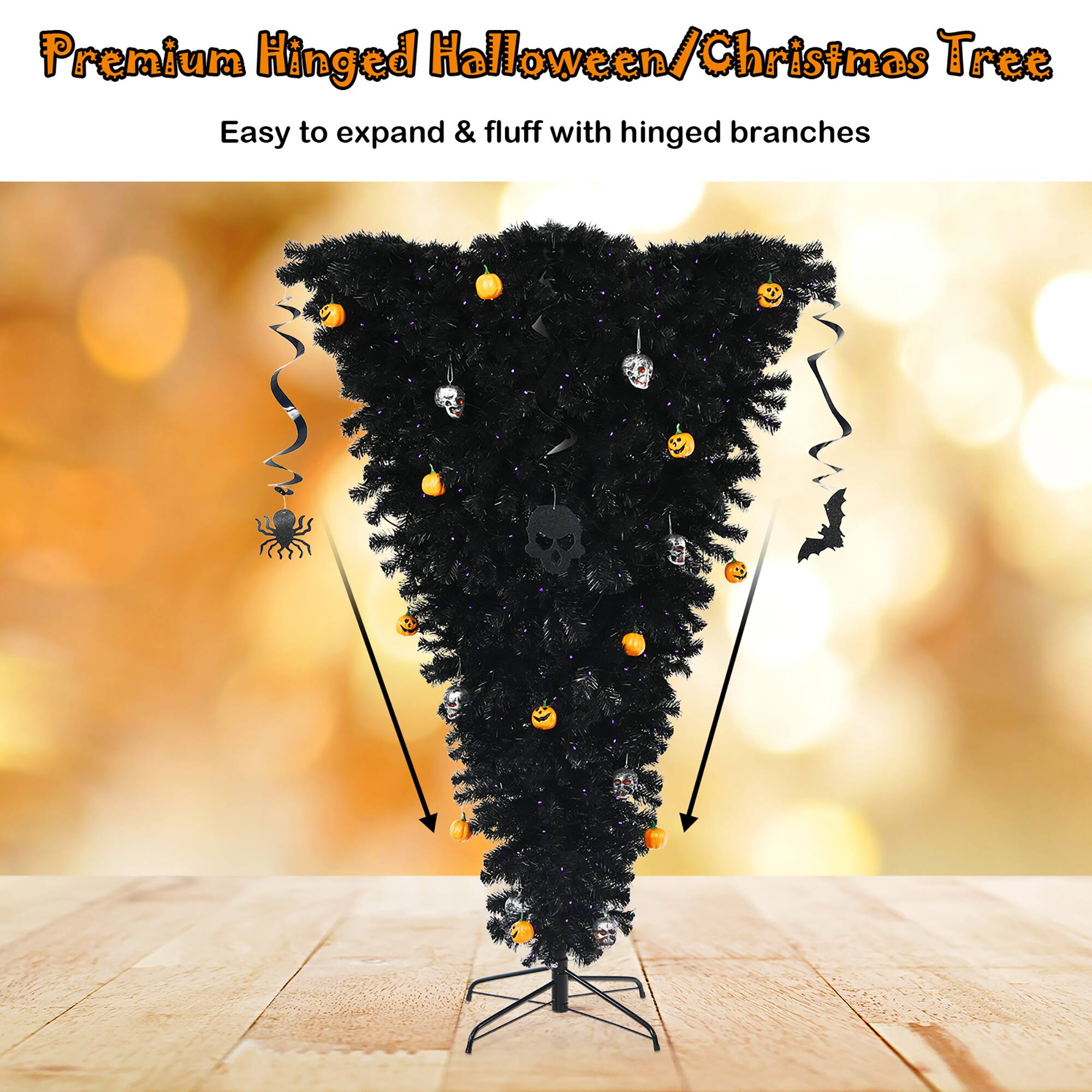 Premium Hinged Halloween/Christmas Tree Easy to expand & fluff with hinged branches