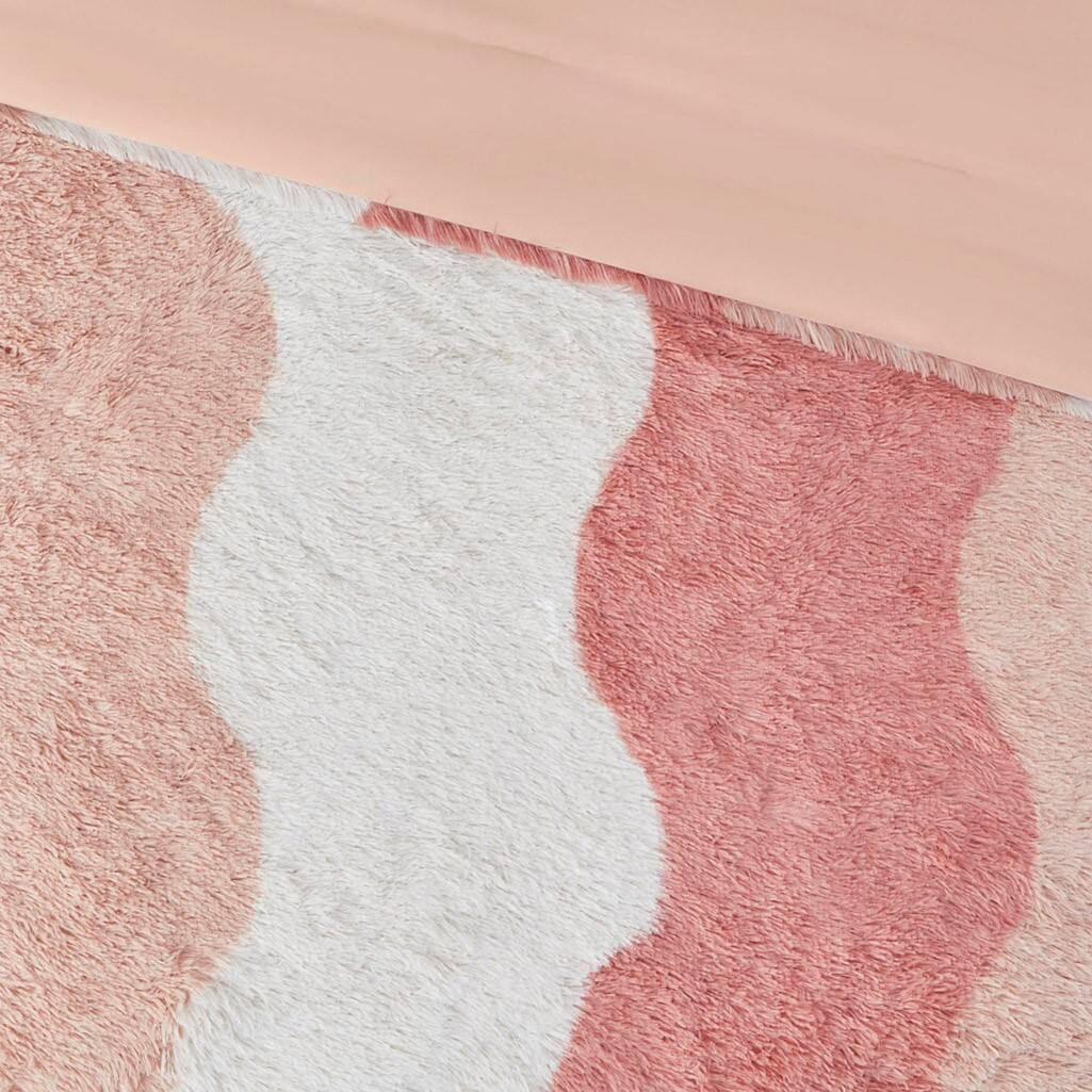 Alt View 5. Gracie Mills - Gracie Mills Ombre Wave Shaggy Faux Fur Comforter Set - Blush Multi.
