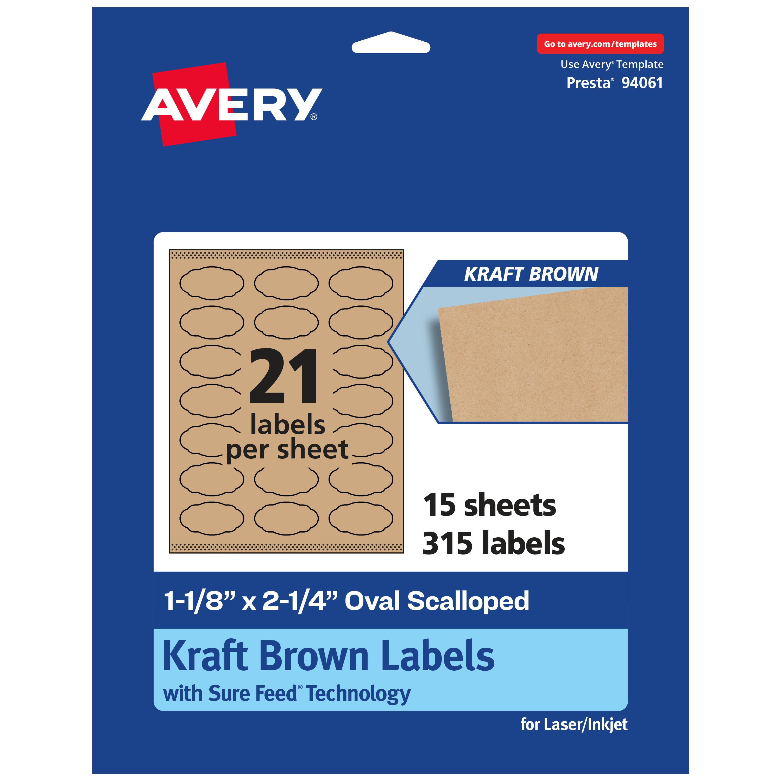 "Avery - Kraft Oval Scalloped Labels, 1-1/8"" x 2-1/4"", 315 Labels - Brown" price history on PriceWatchPro