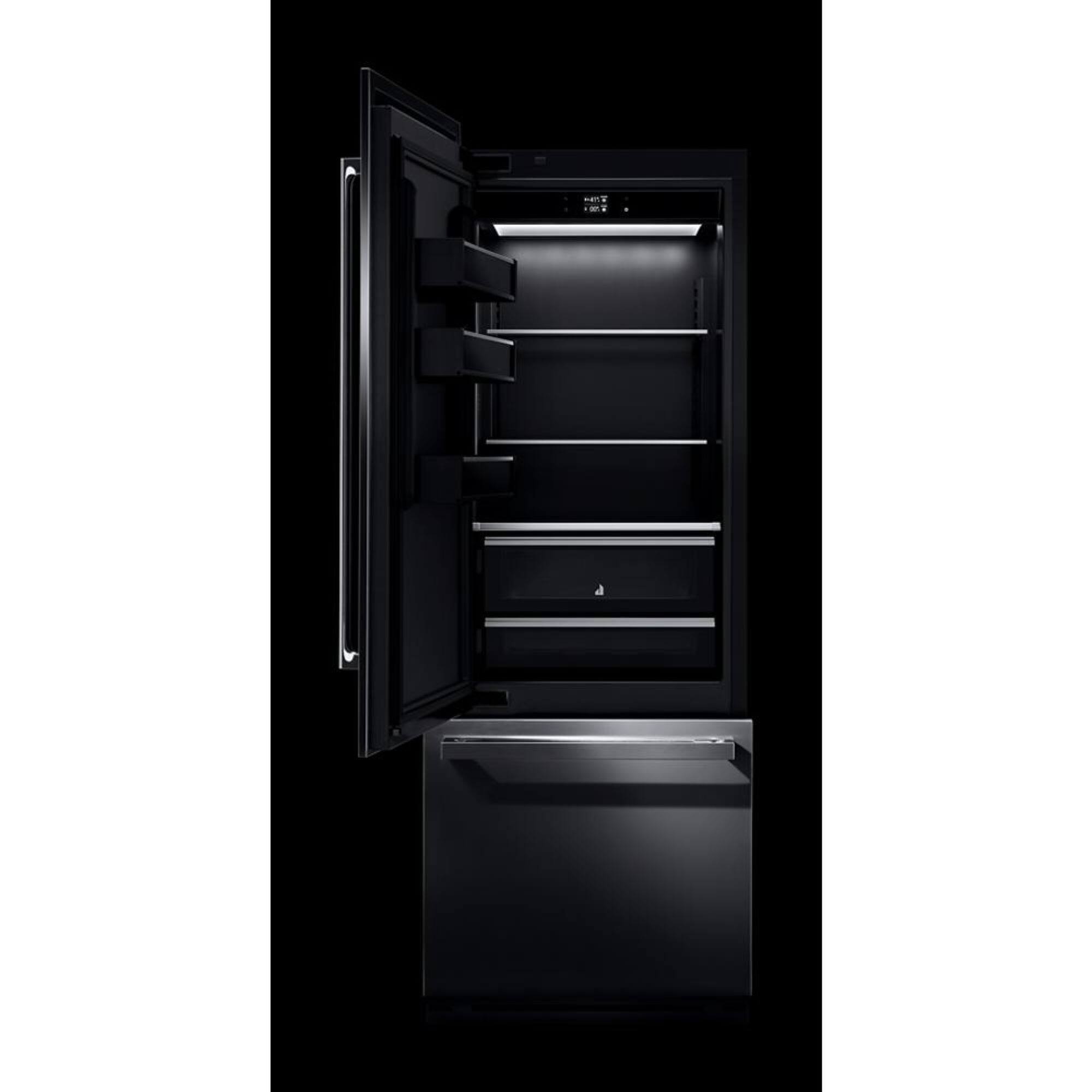 Alt View 2. JennAir - 16.27 Cu. Ft. Bottom-Freezer Refrigerator with Daring Obsidian Finish Interior - Panel Ready.