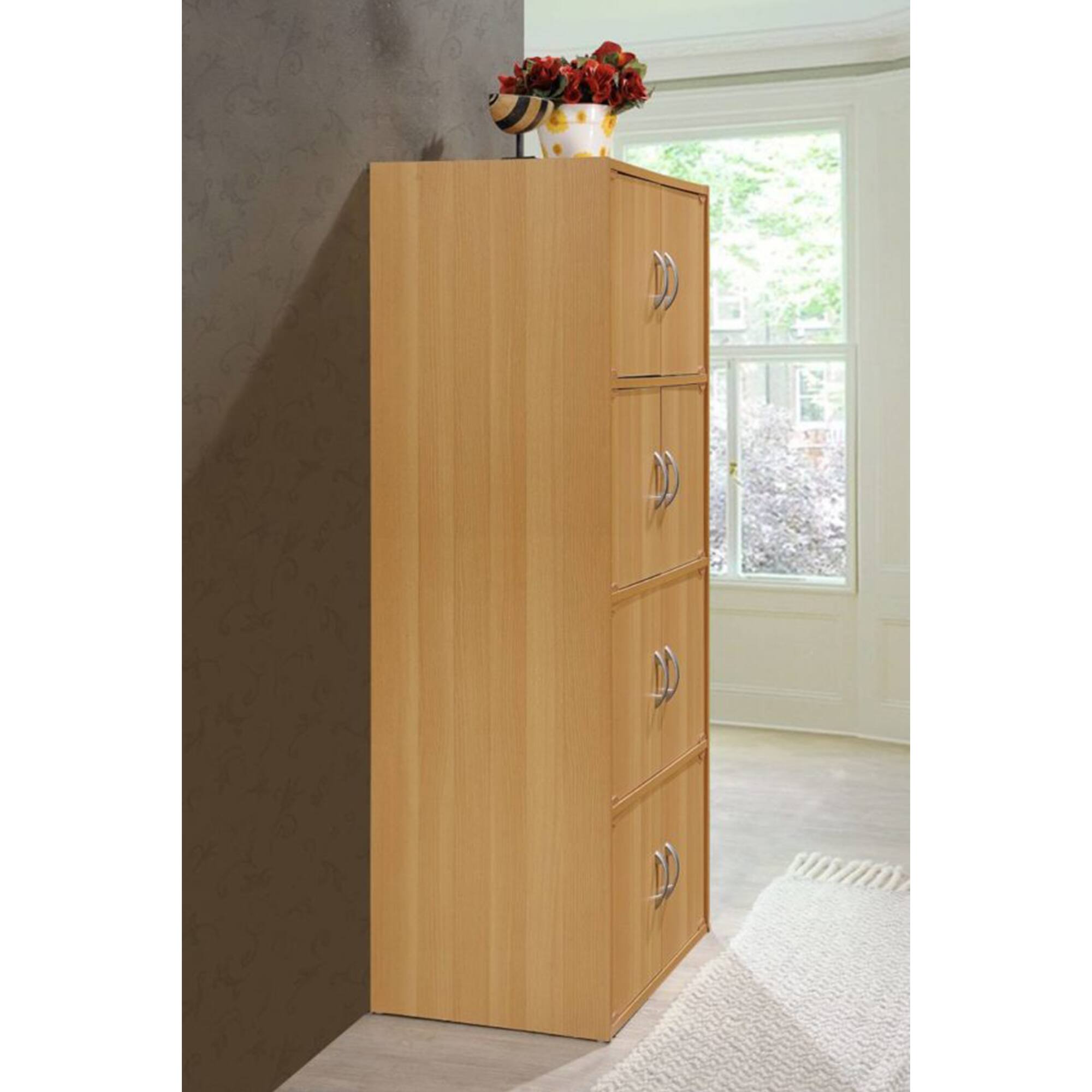 Alt View 2. Hodedah - Hodedah 8 Door Enclosed Multipurpose Storage Cabinet for Home and Office, Beech - Beech.
