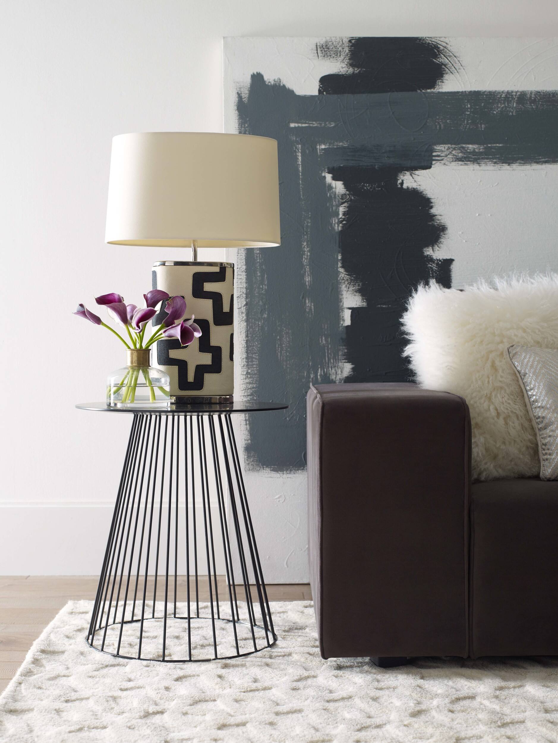 Angle. Adore Decor - Element Round Side Table - Black.