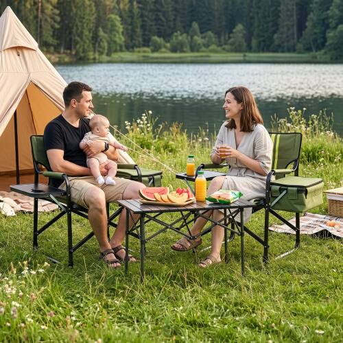 Alt View 9. Winado - Foldable Camping Chair with Big Capacity Cooler Bag, Side Table & Cup Holder Portable for Outdoor Camping Fishing Beach - Green.