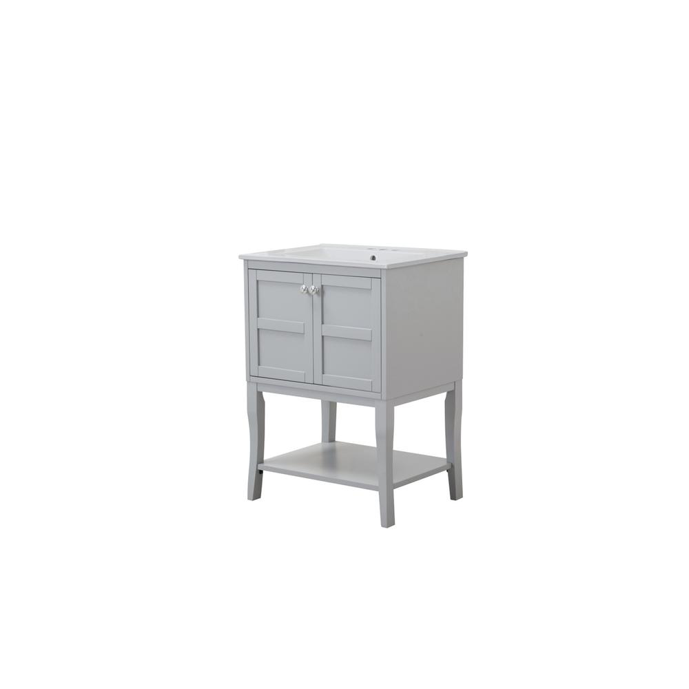 Angle. Elegant Kitchen and Bath - 2 Doors Cabinet 24 In. X 18 In. X 34 In. In Grey - Grey.